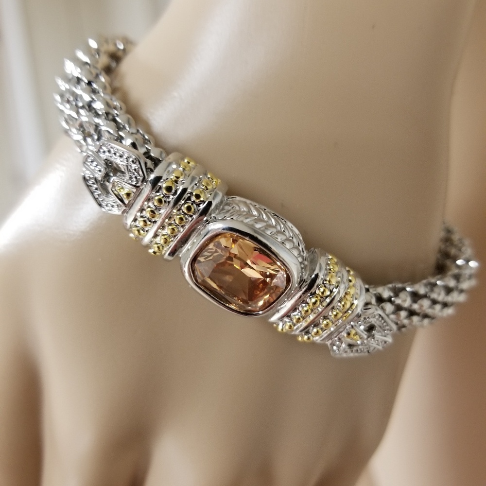 Created Orange Topaz Bracelet with Magnetic Clasp